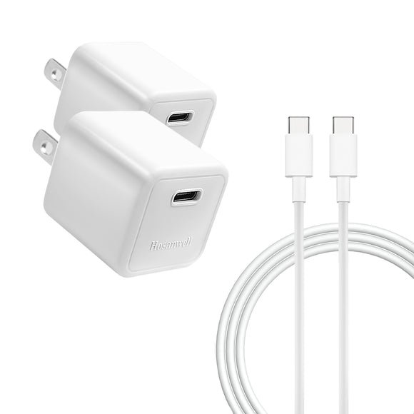 Type C Fast Charger Block, Hosanwell 2-Pack 20W PD Charger with 3.3ft USB C Quick Charging Cable