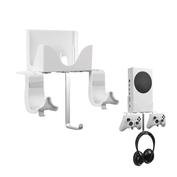 Wall Mount Holder Bundle for XBOX Series S, Detachable Controller Bracket with Charging Hole & Earphone Wall Mount