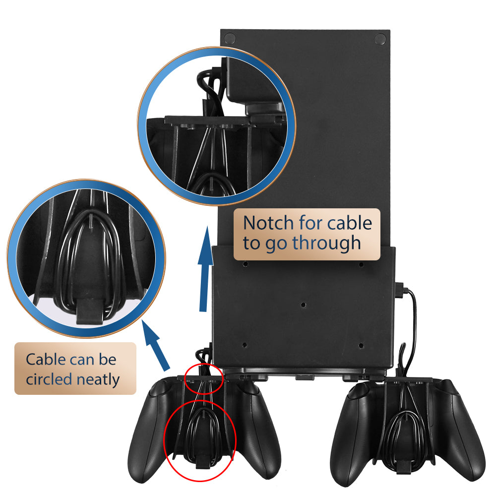 Hosanwell Xbox Series X Wall Mount,Metal Support-5 in 1 Xbox Series X Wall  Mount kit with 2 Way Magnetic Charging Cable,Detachable Controller Holder 